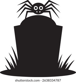 Spooky Halloween Tombstone with Spider Silhouette for Graphic Design Projects