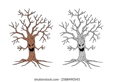 A spooky Halloween tree Vector illustration