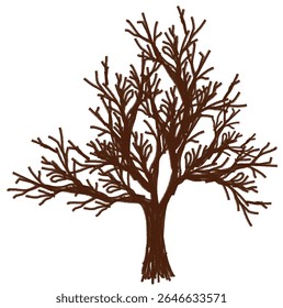 Spooky Halloween trees with autumn leaves, decorations.