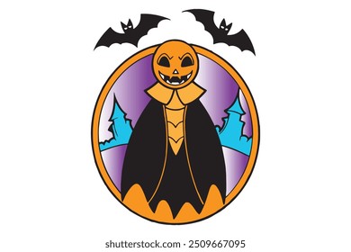 Spooky Halloween vector featuring pumpkins, ghosts, and bats. Perfect for seasonal designs, party invites, and themed decorations.