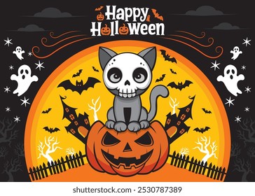 spooky halloween vector illustration background