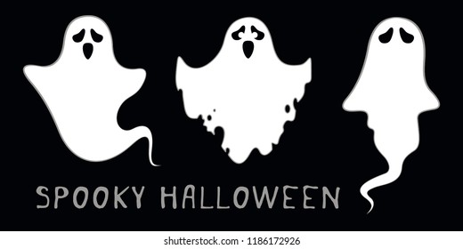Spooky Halloween. Vector set of ghost for Halloween. Autumn holidays. Vector illustration