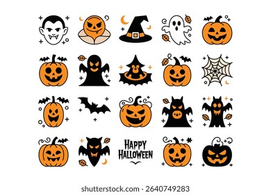 Spooky Halloween Vectors icons set