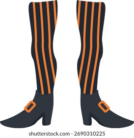 Spooky Halloween Witch Legs. Vector Illustration in Cartoon Style.