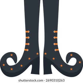 Spooky Halloween Witch Legs. Vector Illustration in Cartoon Style.
