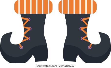 Gespenstische Halloween Hexenbeine. Vektorgrafik im Cartoon-Stil.