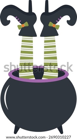 Spooky Halloween Witch Legs. Vector Illustration in Cartoon Style.