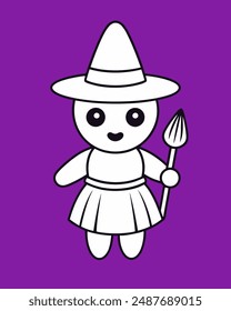 Gruselige Halloween Hexe Vektorgrafik | Hexenhüte und Besen Clipart | Halloween-Hexe Illustration
