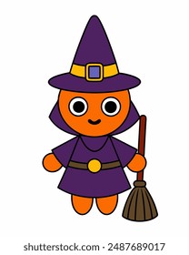 Spooky Halloween Witch Vector Art | Witch Hats and Broom Clipart | Halloween Witch Illustration