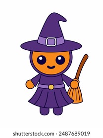 Spooky Halloween Witch Vector Art | Witch Hats and Broom Clipart | Halloween Witch Illustration