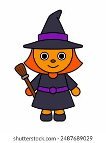 Spooky Halloween Witch Vector Art | Witch Hats and Broom Clipart | Halloween Witch Illustration