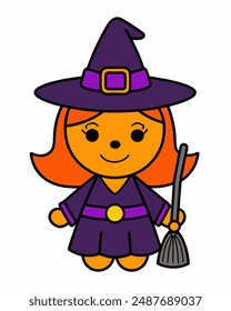 Spooky Halloween Witch Vector Art | Witch Hats and Broom Clipart | Halloween Witch Illustration