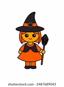 Spooky Halloween Witch Vector Art | Witch Hats and Broom Clipart | Halloween Witch Illustration