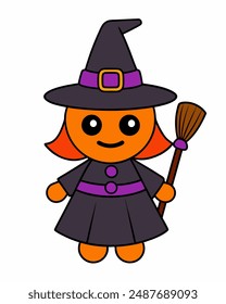 Spooky Halloween Witch Vector Art | Witch Hats and Broom Clipart | Halloween Witch Illustration