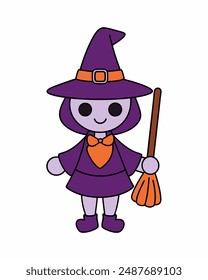 Spooky Halloween Witch Vector Art | Witch Hats and Broom Clipart | Halloween Witch Illustration