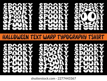 Spooky Halloween word warp t-shirt design bundle 