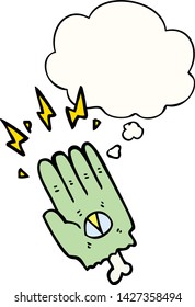 spooky halloween zombie hand with thought bubble