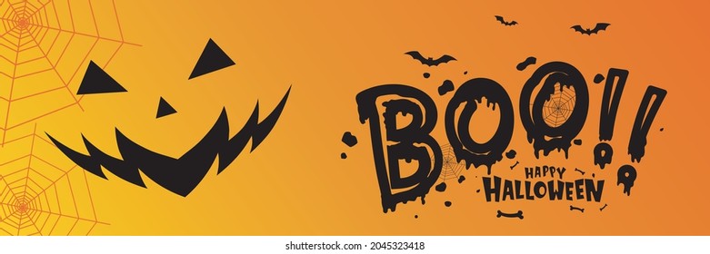 Spooky Hallowen Scary Banner with Ghost Face