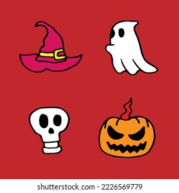 spooky hand drawn doodle icons