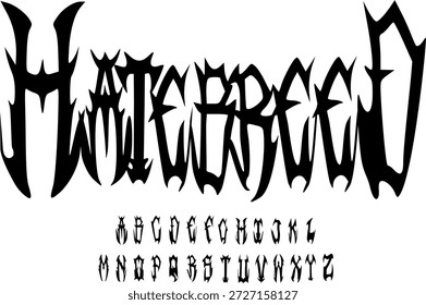 Gespenstische Schrift mit Handschrift. Vektoralphabet