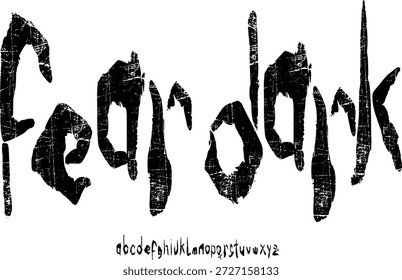 Gespenstische Schrift mit Handschrift. Vektoralphabet