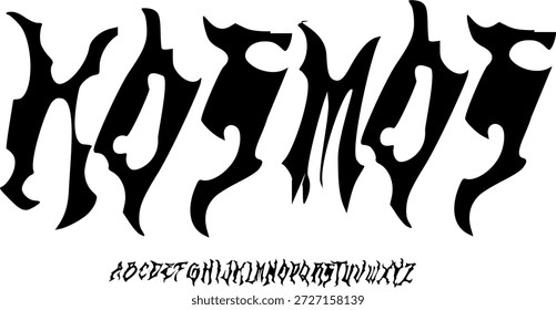 Gespenstische Schrift mit Handschrift. Vektoralphabet