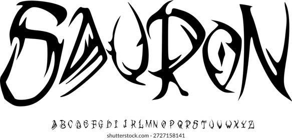 Gespenstische Schrift mit Handschrift. Vektoralphabet