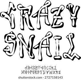 Gespenstische Schrift mit Handschrift. Vektoralphabet