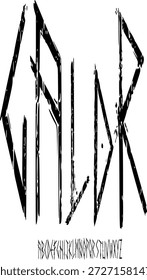 Gespenstische Schrift mit Handschrift. Vektoralphabet