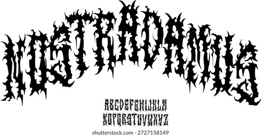 Gespenstische Schrift mit Handschrift. Vektoralphabet