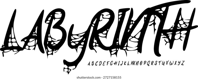 Gespenstische Schrift mit Handschrift. Vektoralphabet
