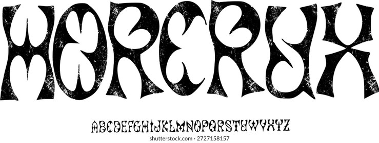 Gespenstische Schrift mit Handschrift. Vektoralphabet