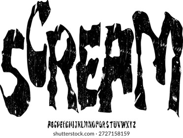 Spooky hand lettering font. Vector alphabet