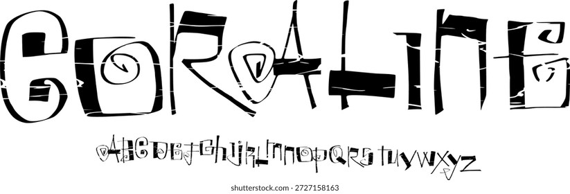 Gespenstische Schrift mit Handschrift. Vektoralphabet
