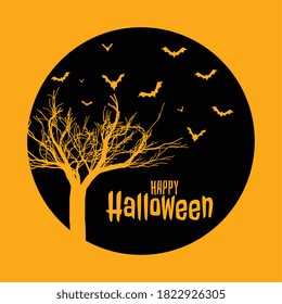 spooky happy halloween flat style yellow card design