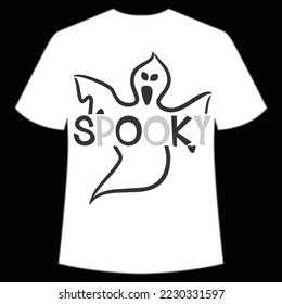Spooky Happy Halloween shirt print template, Pumpkin Fall Witches Halloween Costume shirt design