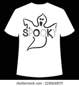 Spooky Happy Halloween Shirt Print Template, Witch Bat Cat Scary House Dark Green Riper Boo Squad Grave Pumpkin Skeleton Spooky Trick Or Treat