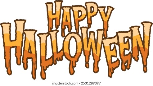 Spooky Happy Halloween Text with Dripping Effect - Vector Illustration