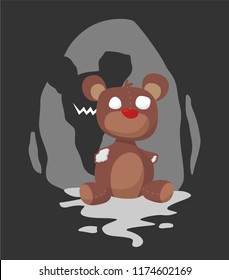 spooky haunted bear doll illustration