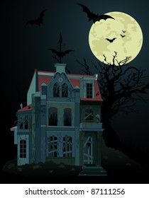 Spooky haunted ghost house background