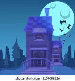 spooky haunted house building vector