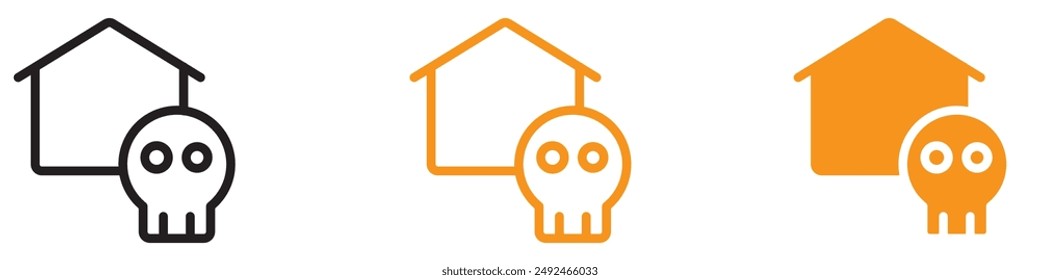 Spooky Haunted House Icon for Halloween and Horror Graphics Ideal for Representing Haunted Houses and Spooky Themes