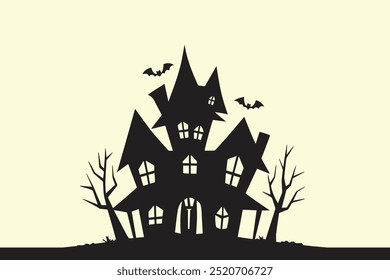 Spooky Haunted House Silhouette Vector Design for Halloween