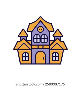 Spooky haunted house vector illustration in cartoon, clipart, and line art styles.