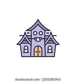 Spooky haunted house vector illustration in cartoon, clipart, and line art styles.