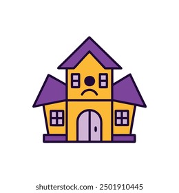 Spooky haunted house vector illustration in cartoon, clipart, and line art styles.