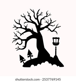 Spooky Haunted Tree icon vector  