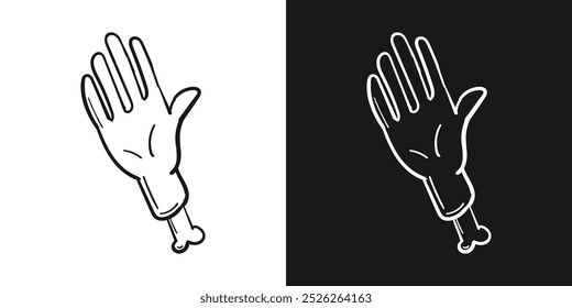 Spooky horror bone hand drawing isolated. Vector illustration