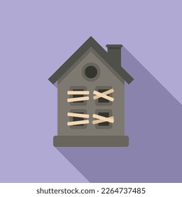 Spooky house icon flat vector. Scary night. Castle ghost