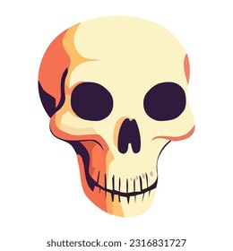 Spooky human skull symbol for Halloween decoration icon isolated